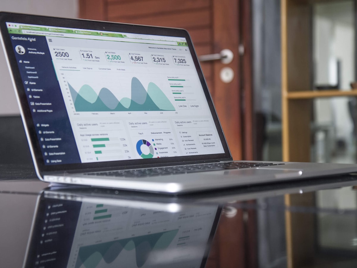Analytics dashboard on a laptop